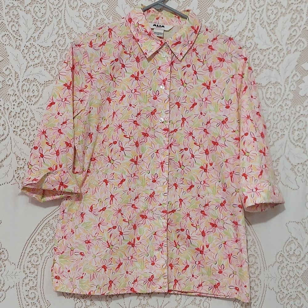 Alia sport size 10 floral 3/4 length sleeve shirt